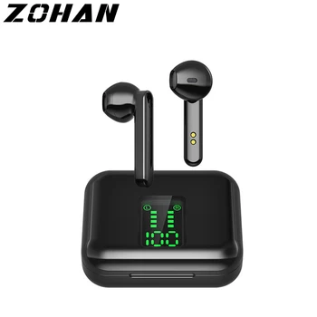 Беспроводные наушники ZOHAN Bluetooth 5,0 Гарнитура с Сенсорным Управлением Светодиодный Дисплей для спортивной Гарнитуры с Зарядным Чехлом
