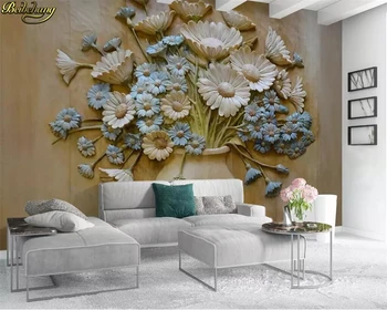 beibehang Пользовательские фотообои фреска 3D рельефная ваза цветочная композиция фон настенная живопись обои для домашнего декора