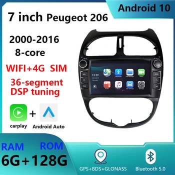 KNOWRO Android10.0 Беспроводной Автомобильный Мультимедийный плеер Carplay DSP 8 Core Bluetooth Для Peugeot 206 206CC 206SW Радио 1Din 2000-2016