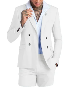SOLOVEDR Классический Белый мужской костюм из двух частей с лацканами, Деловой Офис, кампус, Путешествия, Индивидуальный цвет, Размер (блейзер + брюки)