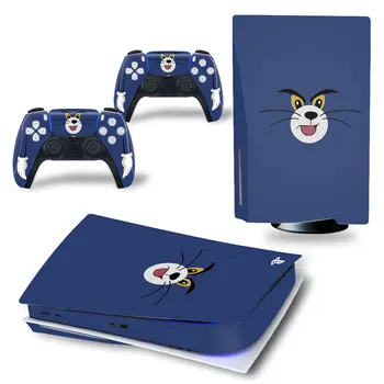 Наклейка в виде Милой кошачьей шкурки для PS5 Standard Disc Edition, Наклейка-наклейка для консоли PlayStation 5 и 2 контроллеров PS5 Skin Sticker