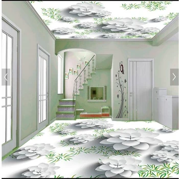Пользовательские полы 3d гостиная кофейня бар гостевая комната ванная комната спальня Цветочный пол может быть покрыт 3d обоями papel de parede